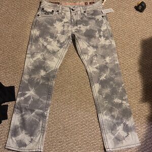 Men's Rock Revival Gray Tie-Dye Jeans Jack Alt-Straight Size:36W/32L/18Inseem